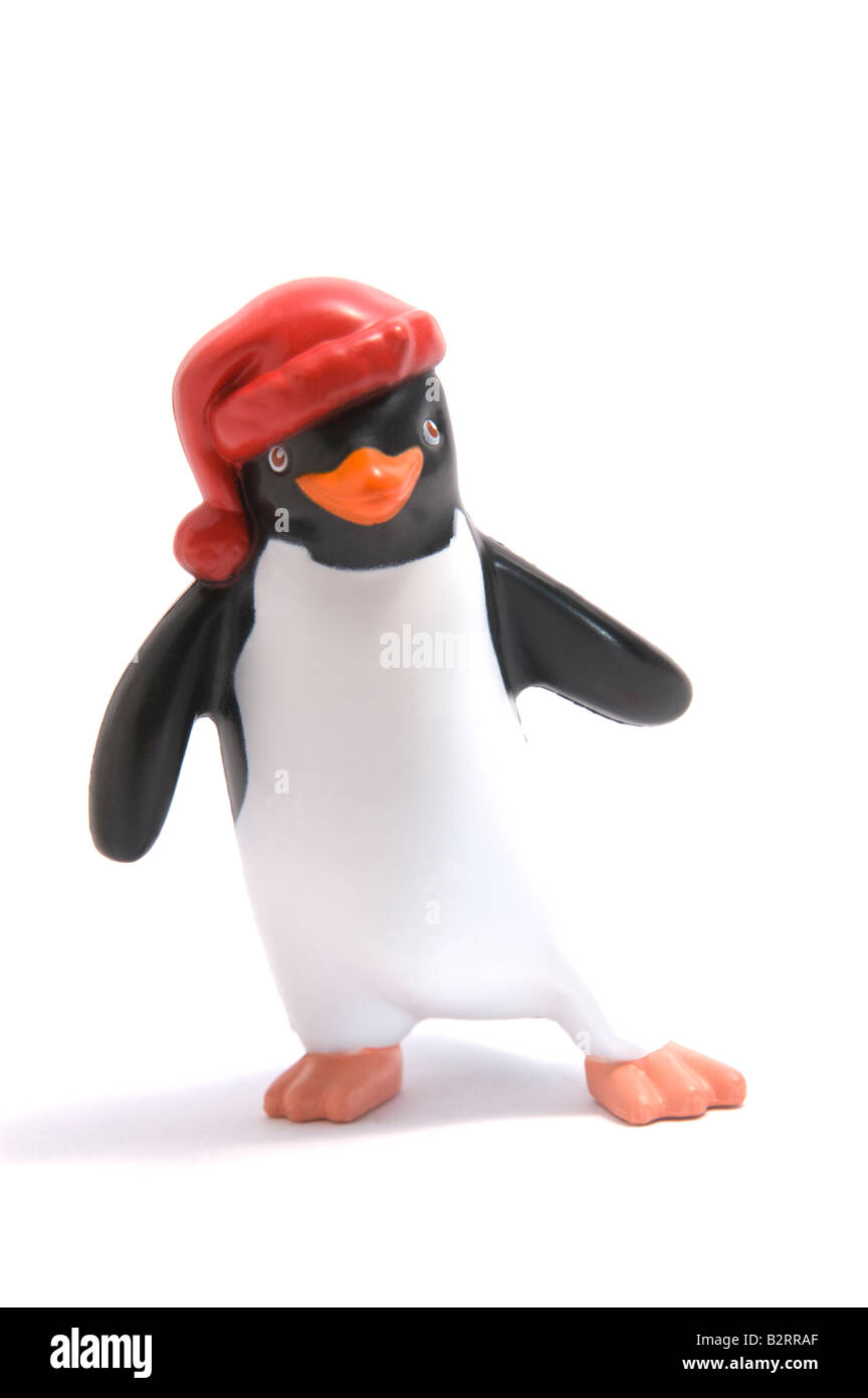 Natale decorazione dei pinguini toy isolato su bianco Foto Stock
