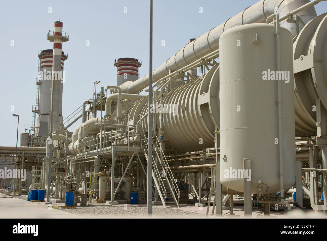 Desalinizzazione di acqua impianto di trattamento a Ras al Khaimah Emirati arabi uniti Foto Stock