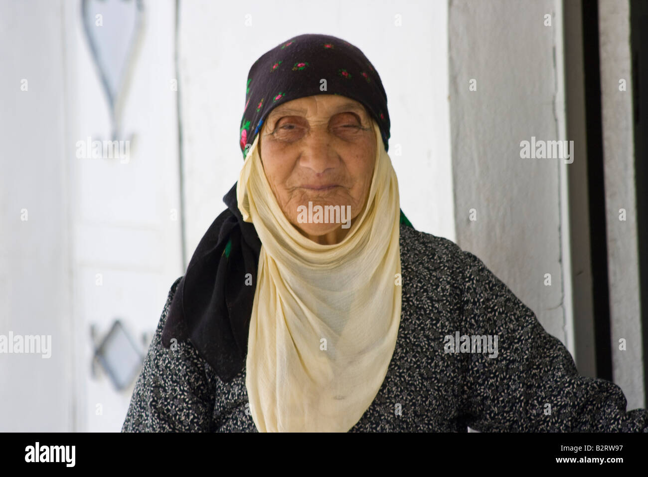 Anziana donna siriana Apamea in Siria Foto Stock