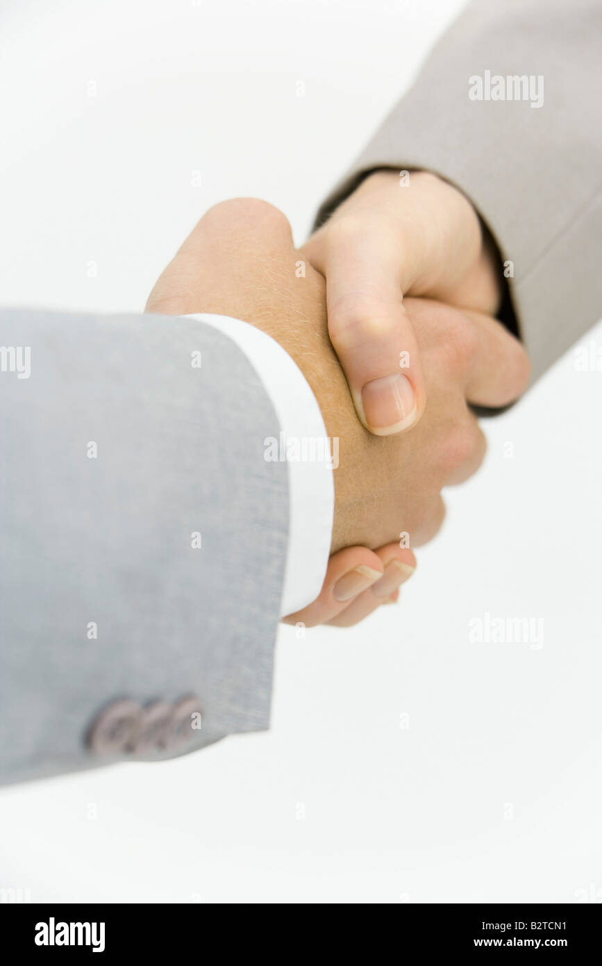 Handshake, close-up Foto Stock