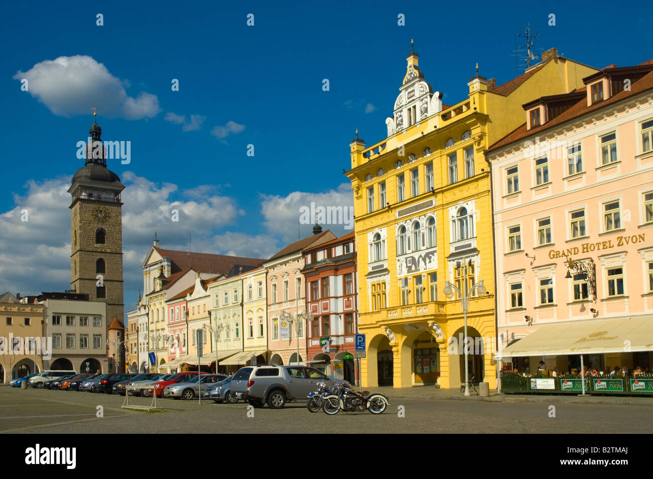 Namesti Premusla Otakara II in nel centro di Ceske Budejovice Repubblica Ceca Europa Foto Stock