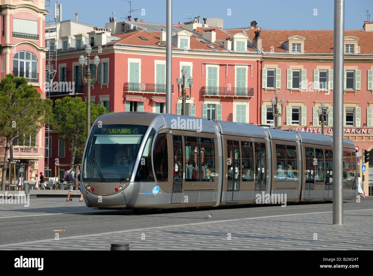 Tram a Place Masséna, Francia Foto Stock