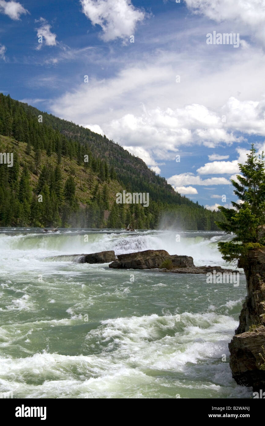 Il Kootenai fiume che scorre al di sopra del Kootenai Cade vicino a Libby Montana Foto Stock