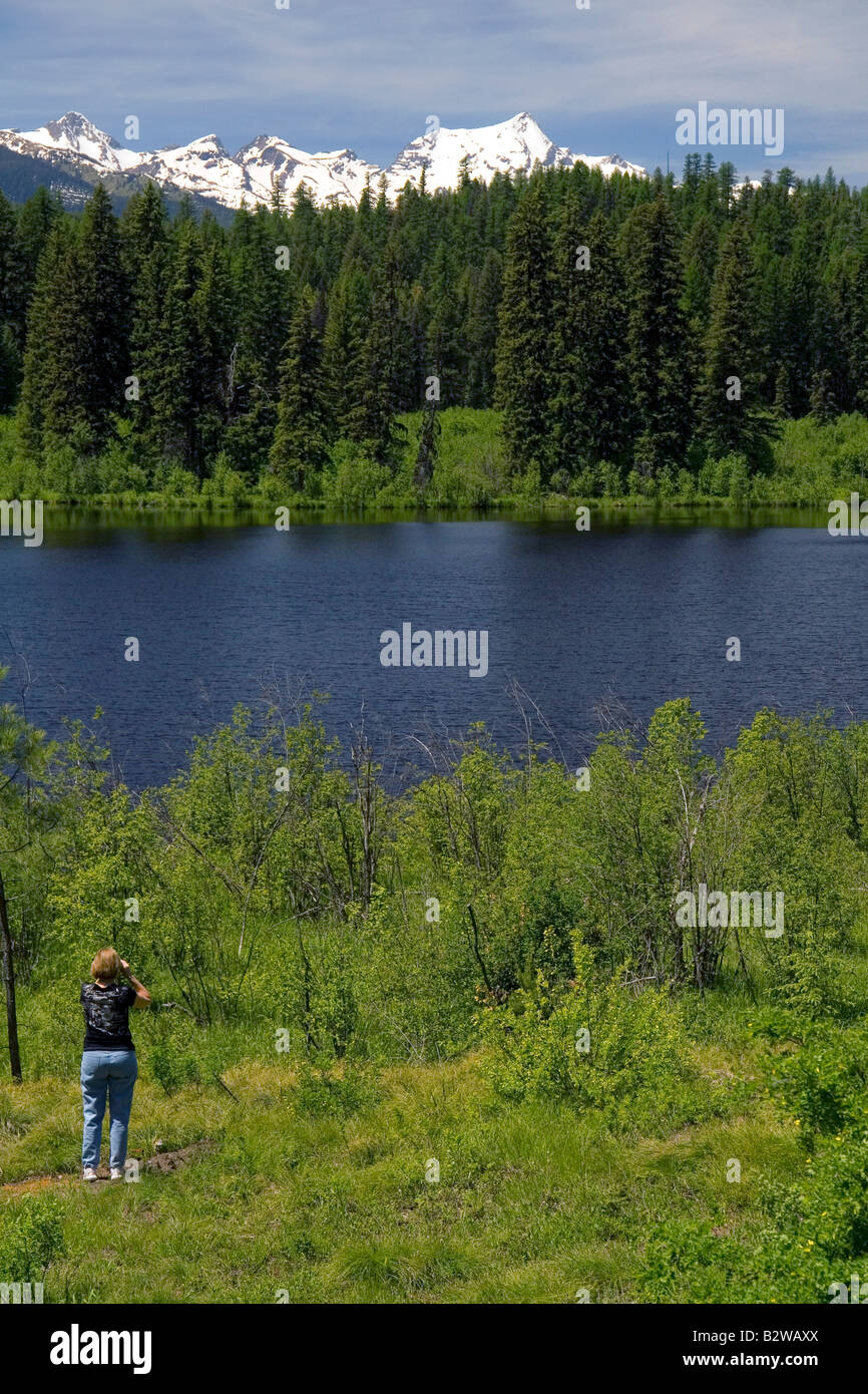 Vertice Lago e la missione montagne lungo Montana Highway 83 Foto Stock