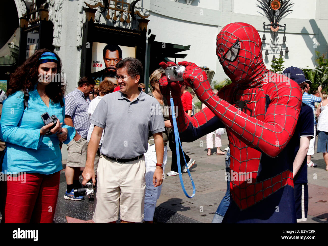 Noi di LOS ANGELES Spiderman scattare una foto su Hollywood Boulevard foto GERRIT DE HEUS Foto Stock