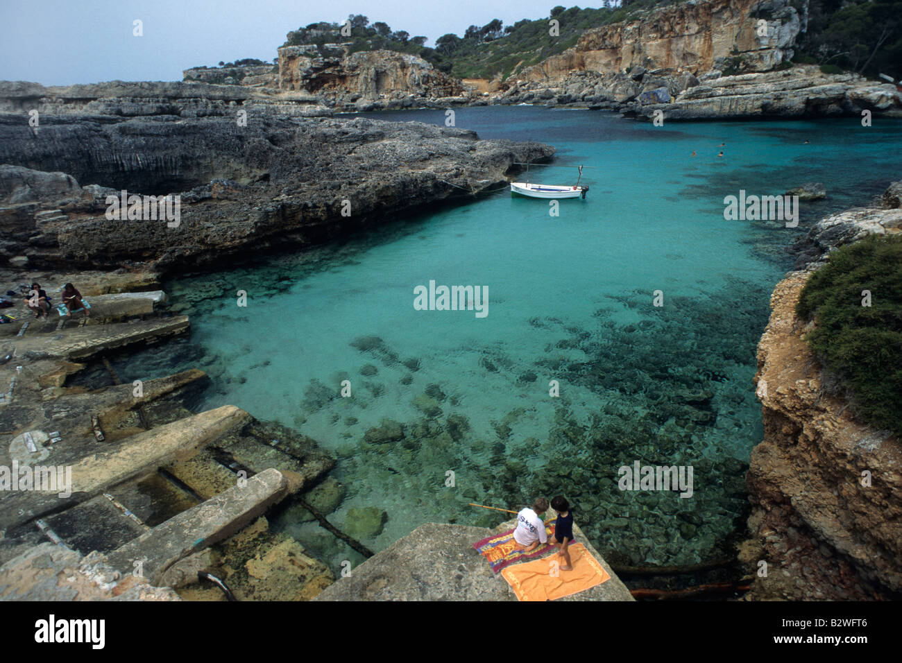 Spagna, Maiorca, Cala de S'Almonia a sud della costa est Foto Stock
