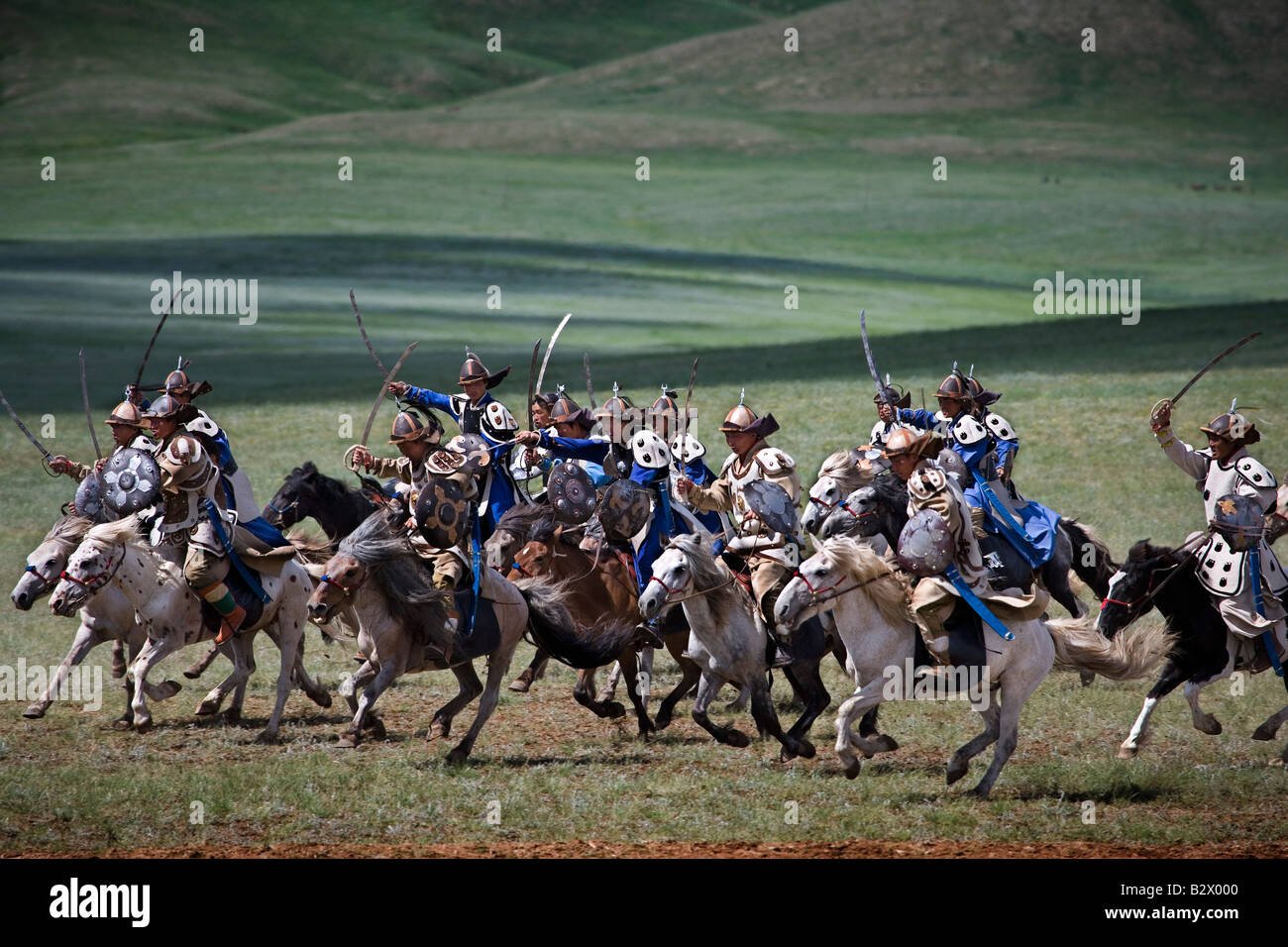 Gengis Khan's ottocentesimo anniversario Festival di Eurasia una nuova promulgazione della unificazione delle tribù mongola Foto Stock