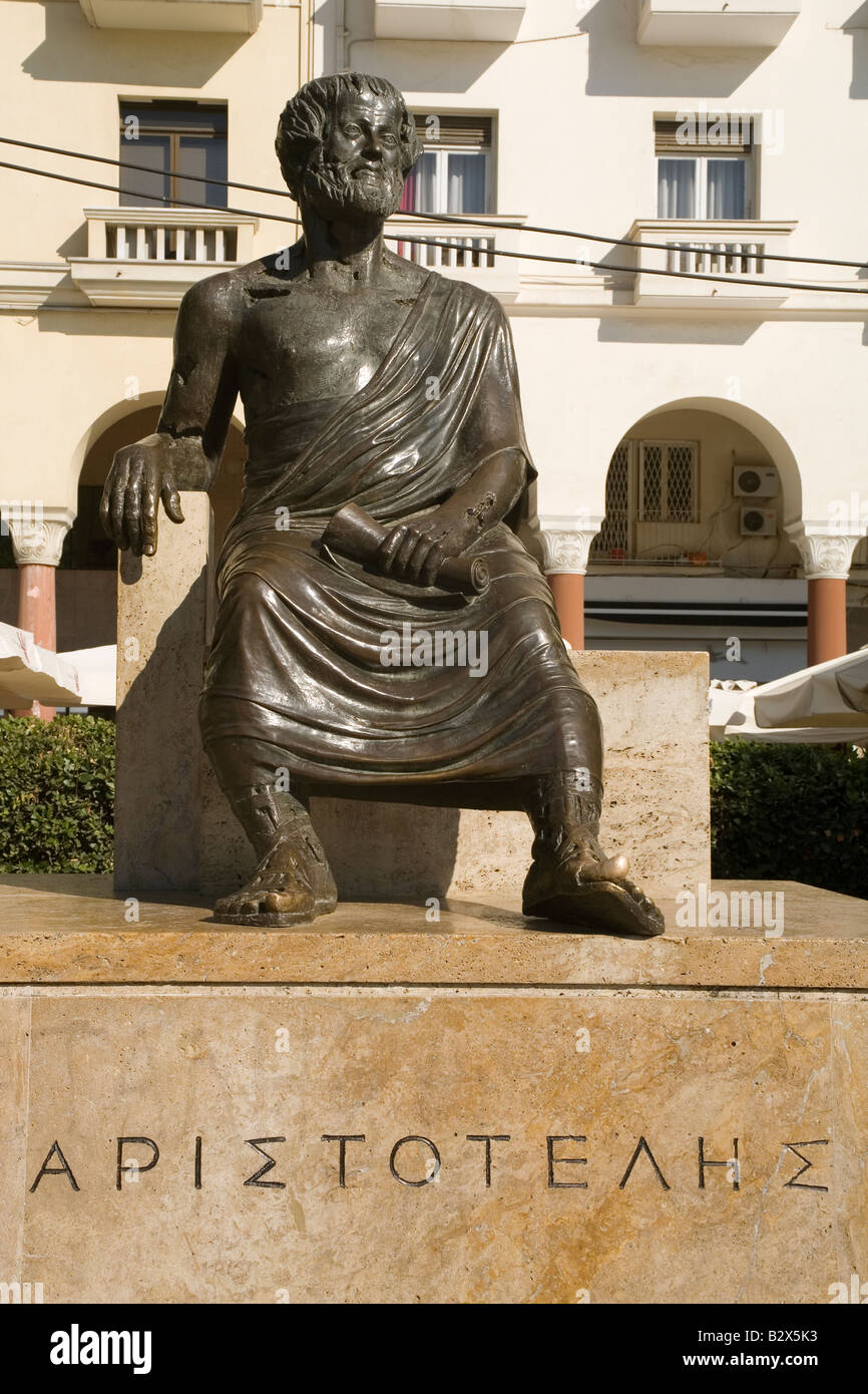 Grecia Macedonia Salonicco Aristotele statua Foto Stock