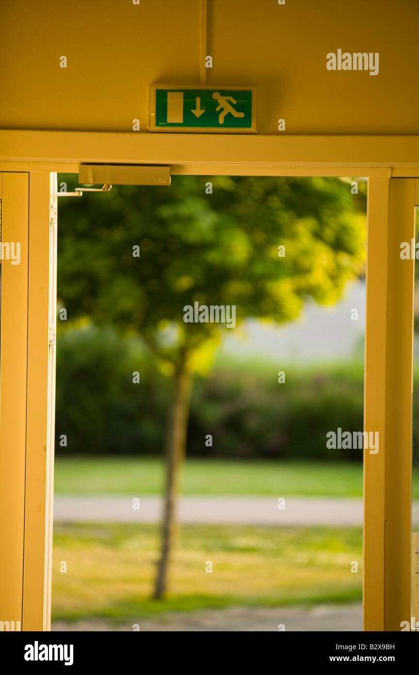 Uscita di emergenza per un hotel in Copenhagen DANIMARCA Foto Stock