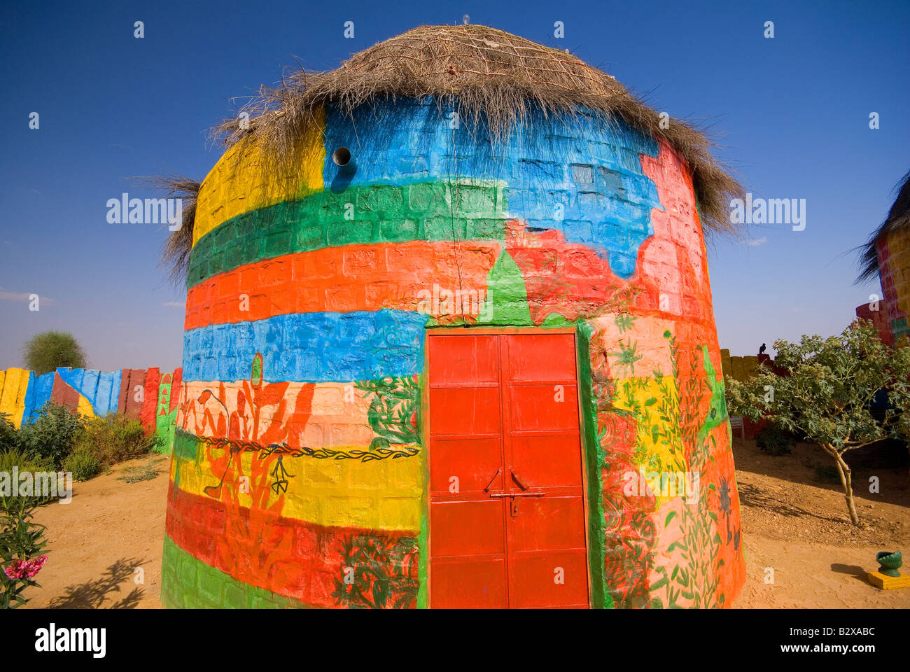 Colonia di artisti, grande deserto di Thar, vicino a Jaisalmer, Rajasthan, India, subcontinente, Asia Foto Stock