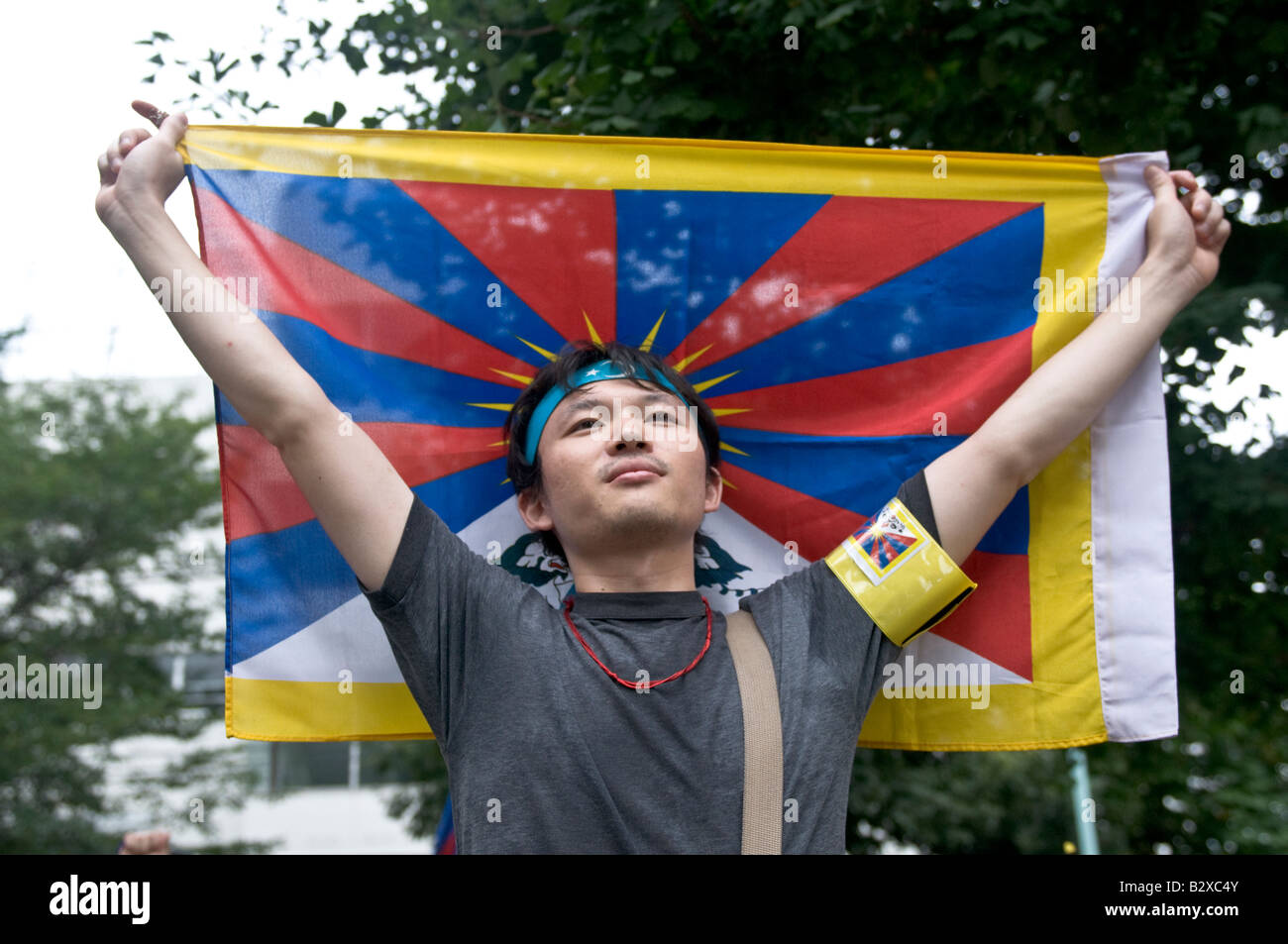 Free Tibet proteste in Tokyo, 9 Agosto 2008 Foto Stock