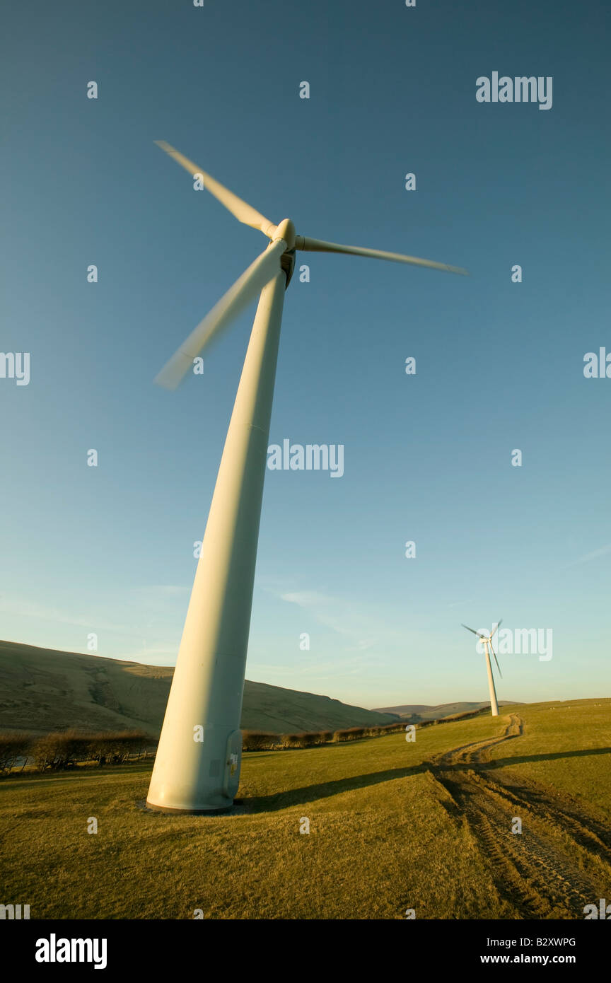Le turbine eoliche Vestas a Harlock Hill per centrali eoliche, Ulverston, Cumbria, Regno Unito Foto Stock