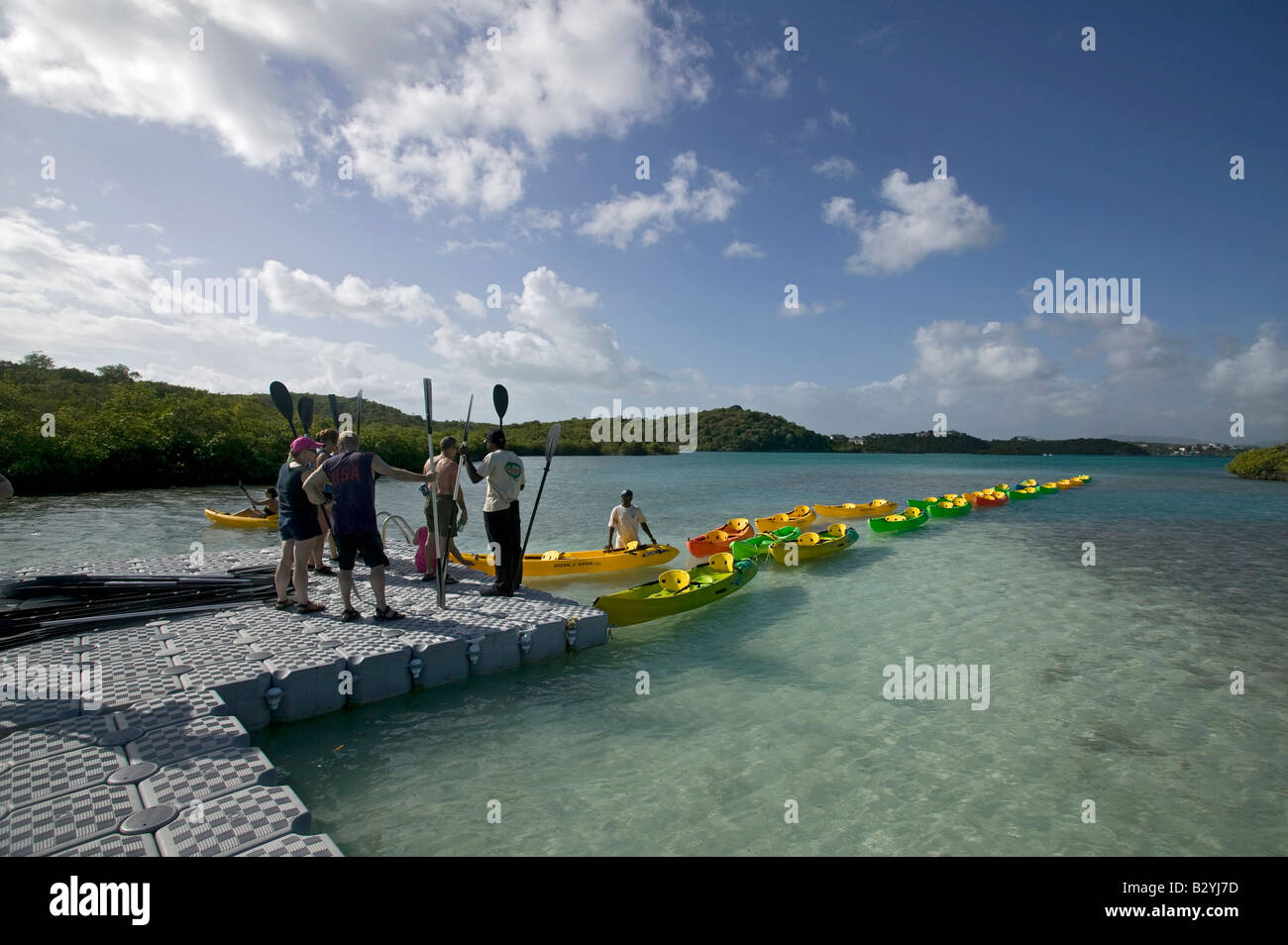 Viaggio in canoa, Antigua Foto Stock
