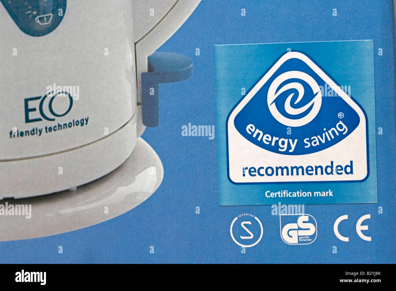 Il risparmio di energia consigliata eco logo bollitore risparmiare energia acqua e tempo REGNO UNITO Foto Stock
