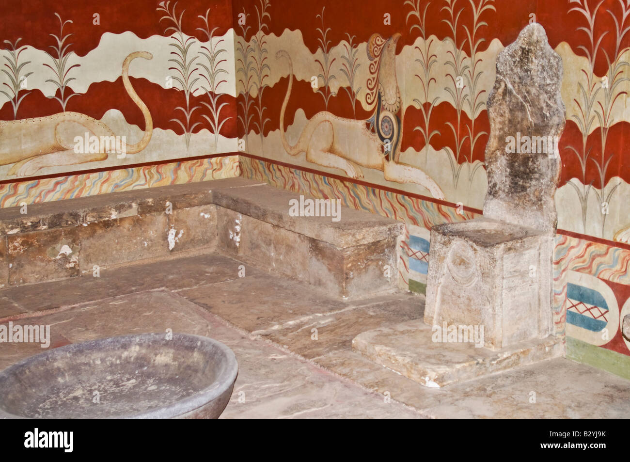 Knossos, Creta, Grecia. Sito archeologico minoico. Sala del Trono Foto Stock