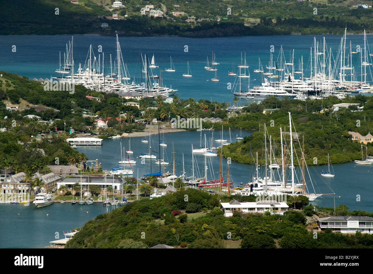 Falmouth Harbour da Shirley Heights Antigua Foto Stock
