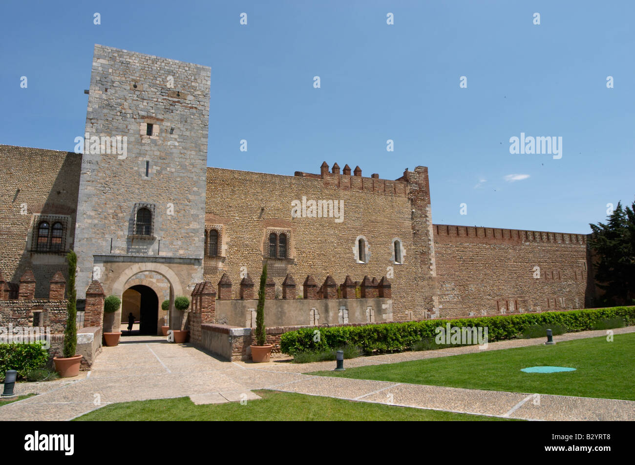 Palais des Rois de Majorque, il Palazzo dei Re di Maiorca. Perpignan, Roussillon, Francia. Foto Stock