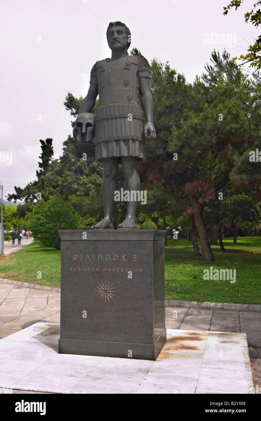 Statua di re Philippos della Macedonia. Salonicco, Macedonia, Grecia Foto Stock