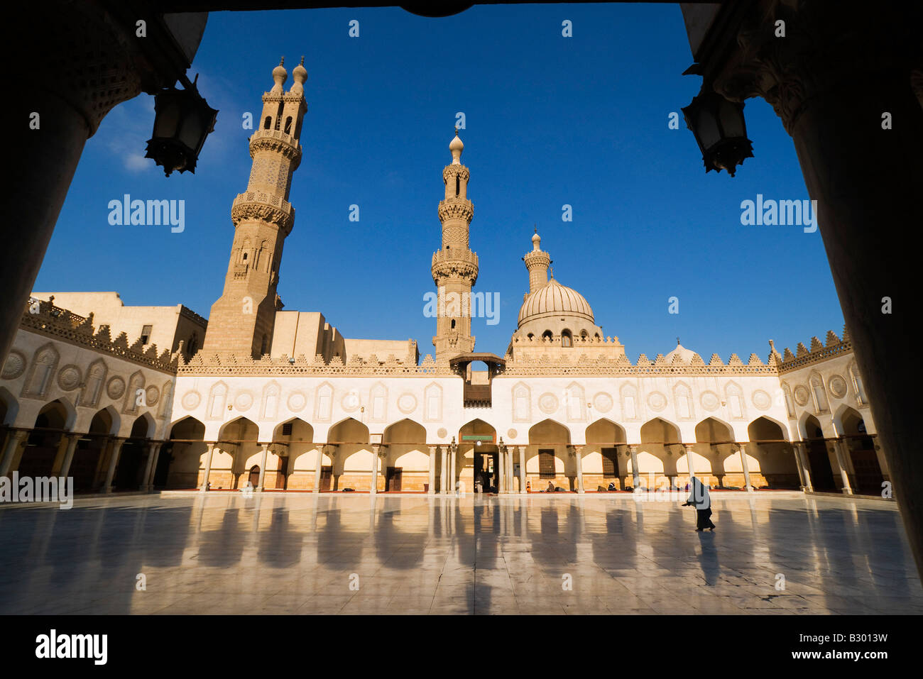 Al-Azhar moschea, Khan Al-Khalili, Il Cairo, Egitto Foto Stock
