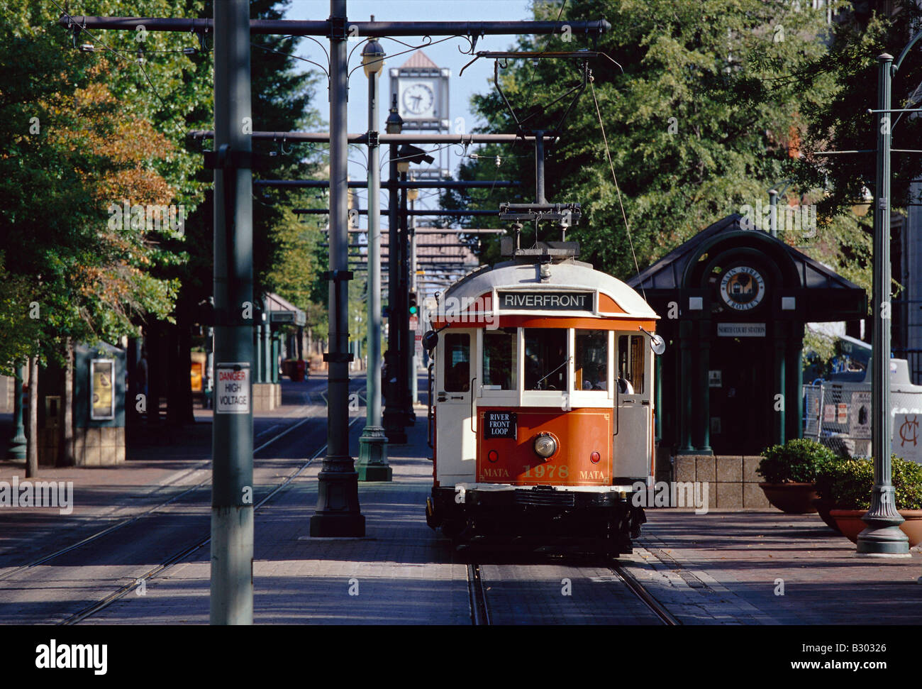 Il tram in città, Memphis, Tennessee Foto Stock
