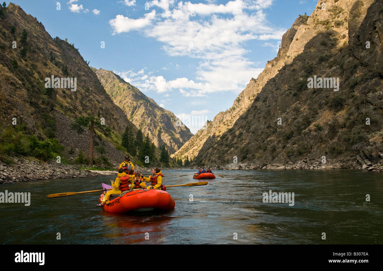 Idaho, Rafting sul famoso in tutto il mondo la forcella centrale del fiume di salmoni nella chiesa di Frank deserto di non ritorno Foto Stock