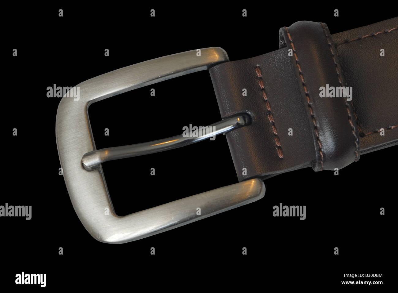 Cintura fibbia cinturino in pelle di metallo Foto Stock