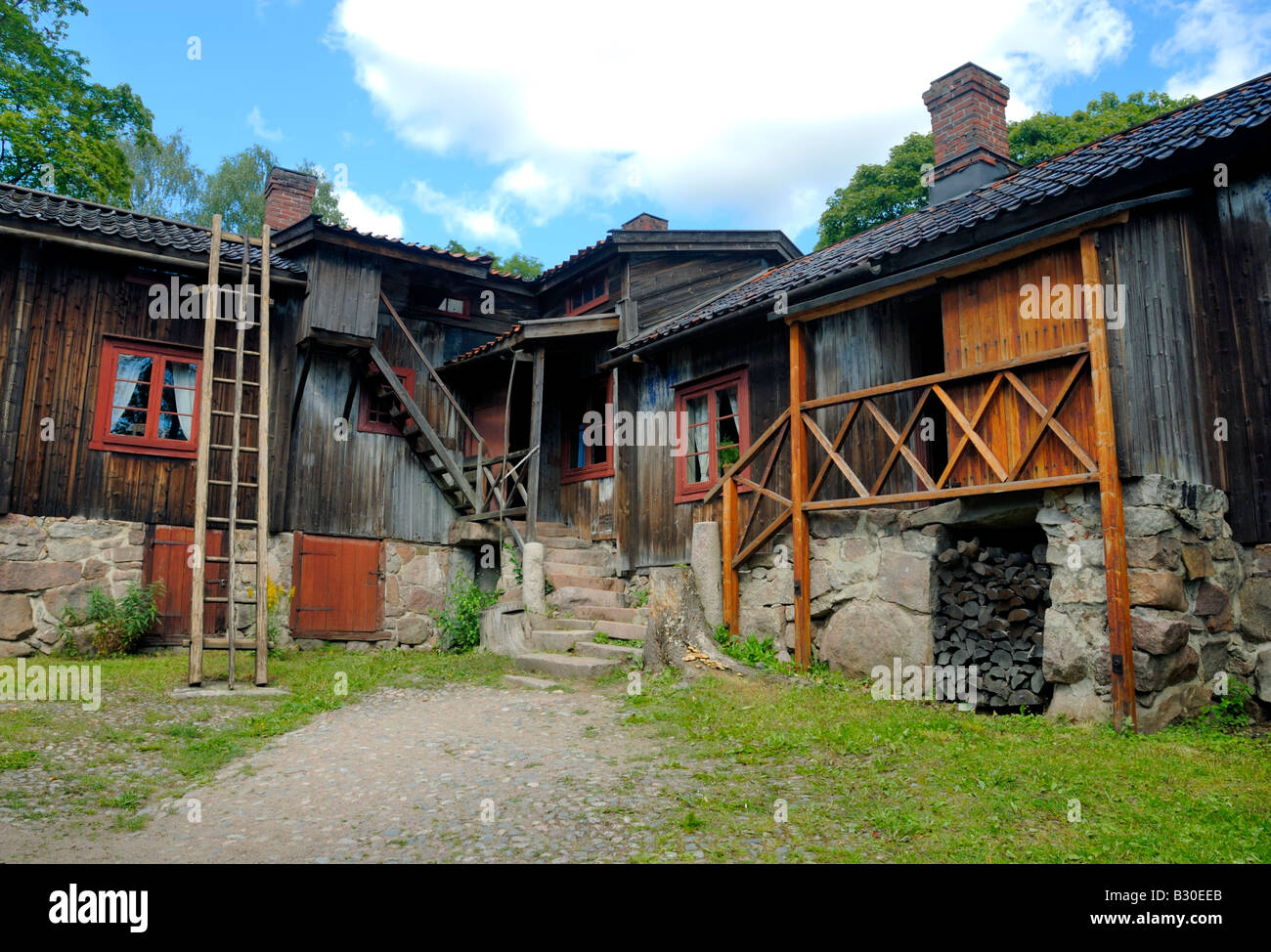 Il Huckster del negozio e il barbiere presso l'artigianato Luostarinmäki museum, Turku, Finlandia. La casa è stata costruita intorno al 1800. Foto Stock