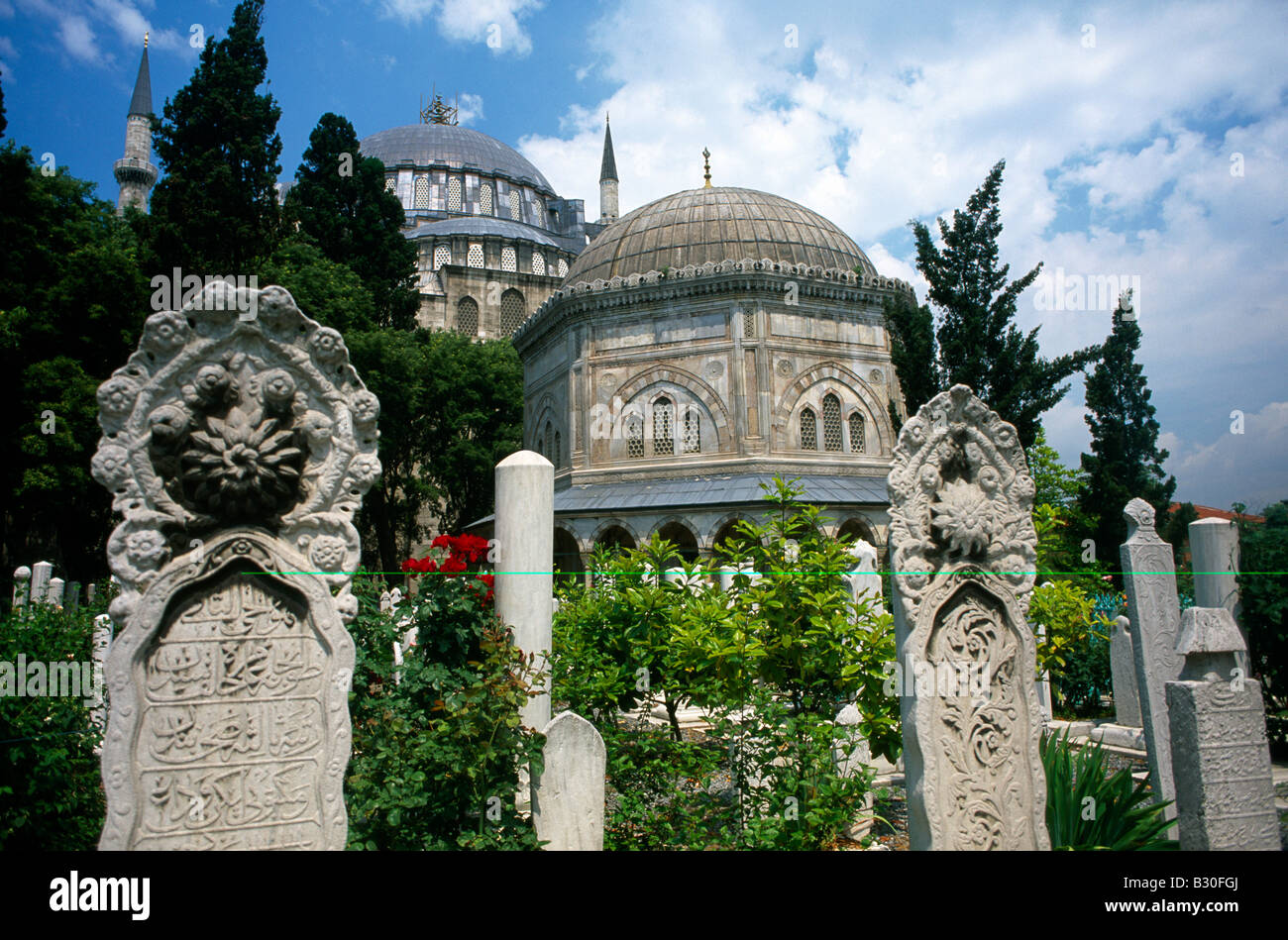 Istanbul Turchia Sulemaniye Cami moschea cimitero musulmano Foto Stock