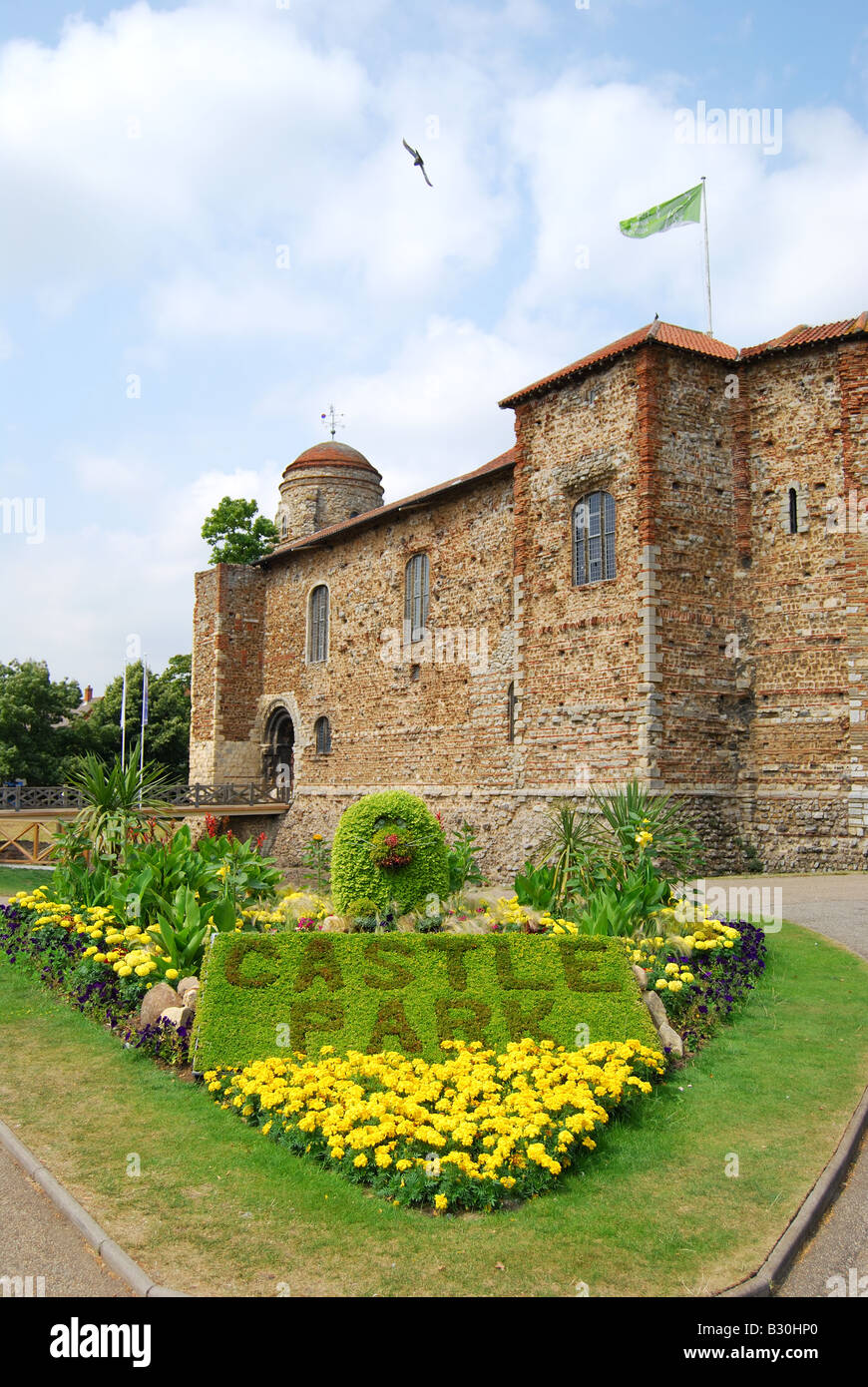 11th ° secolo Castello di Colchester, Upper Castle Park, Colchester, Essex, Inghilterra, Regno Unito Foto Stock