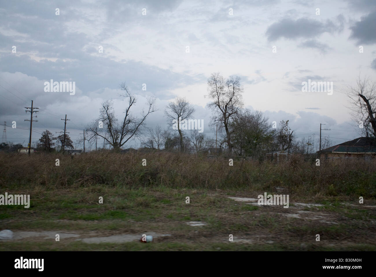 Strada vuota nella parte inferiore nono Ward, New Orleans Foto Stock