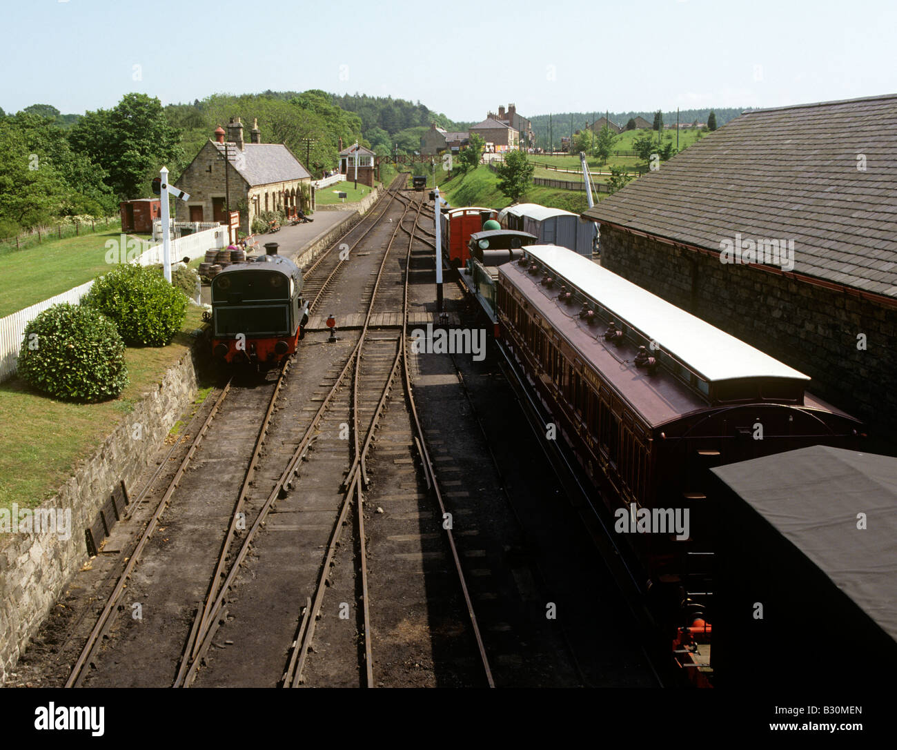 Regno Unito Inghilterra Contea di Durham il museo Beamish ferroviaria cantiere di smistamento Foto Stock