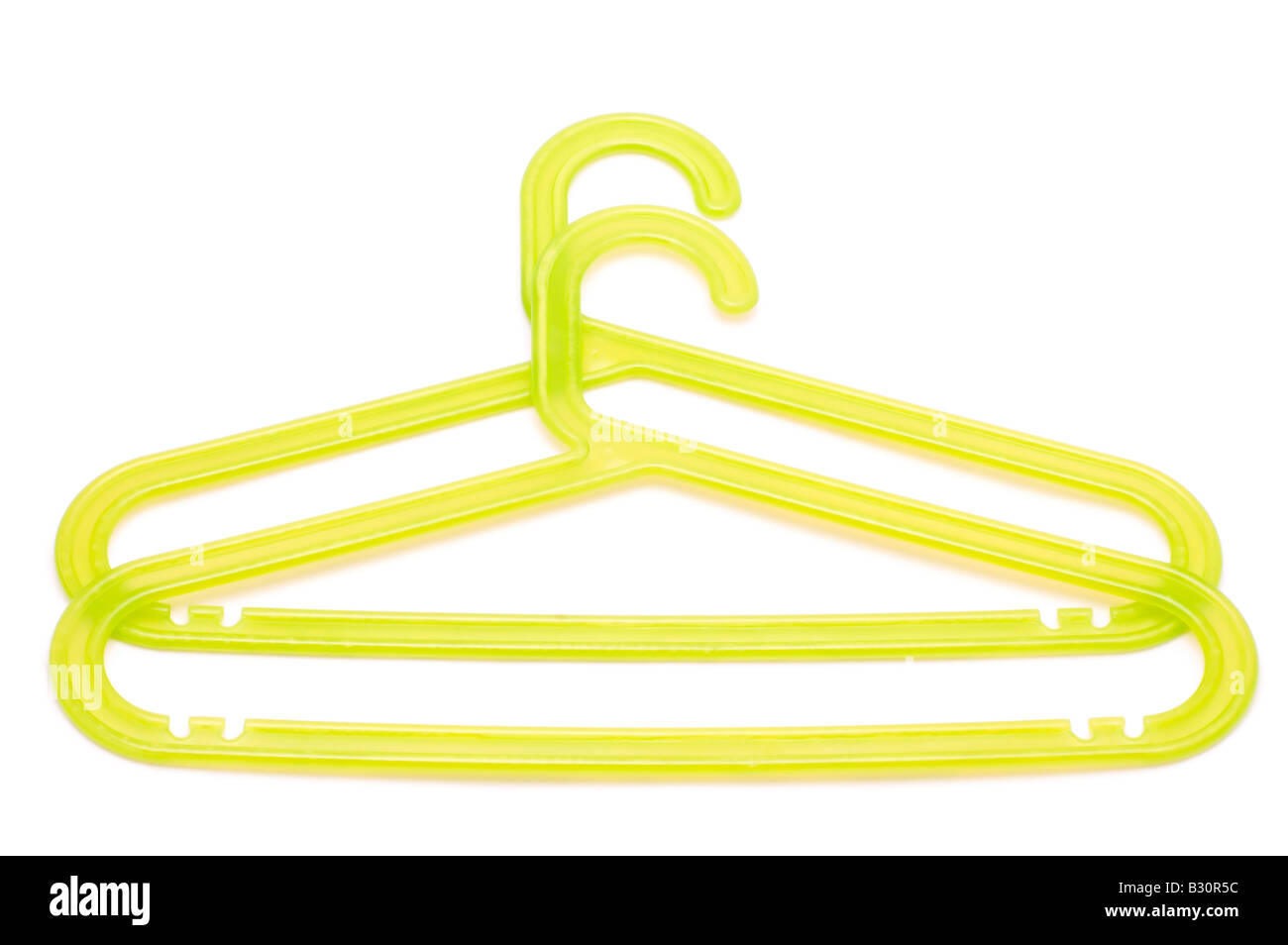 Oggetto sul colore bianco appendiabiti in plastica Foto Stock