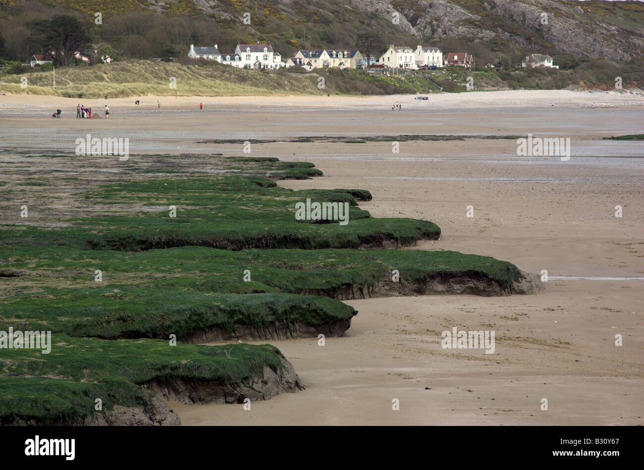 La spiaggia di Port Eynon sulla Penisola di Gower in Galles Foto Stock