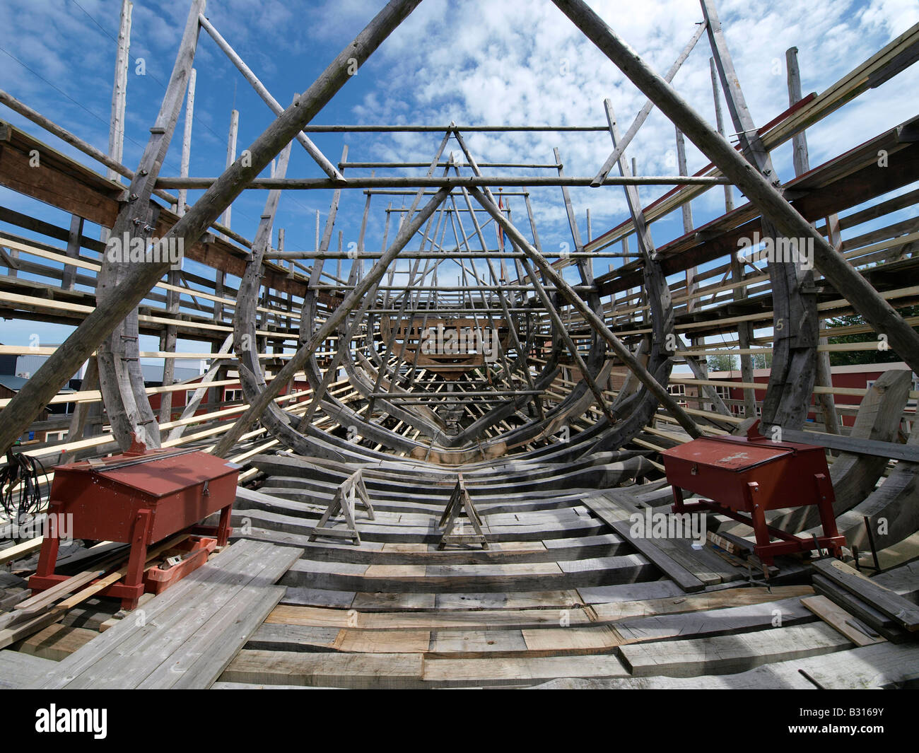 All'interno del mezzo scafo costruito di zeven provincien una replica del xvii secolo galeone olandese Bataviawerf Lelystad Paesi Bassi Foto Stock
