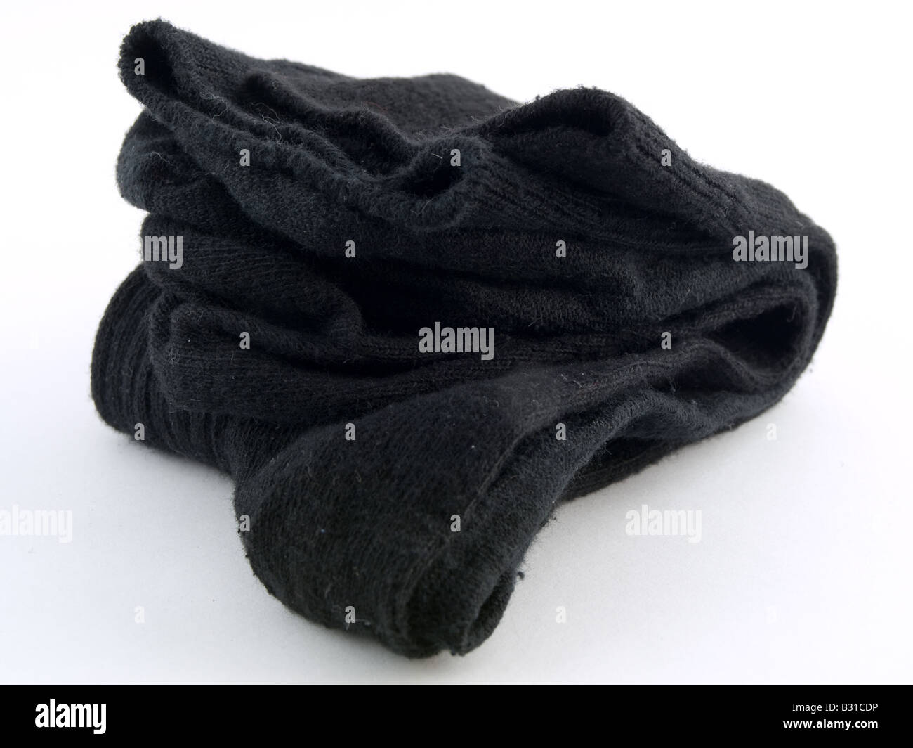 Plain Black Business Lavoro calze su sfondo bianco Foto Stock