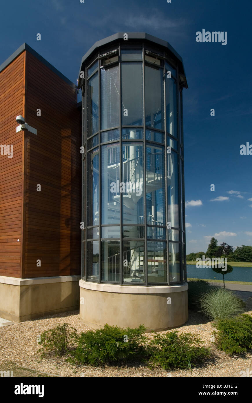 La Suite di Eton e torre di finitura a Dorney Lake Centro di Canottaggio Foto Stock