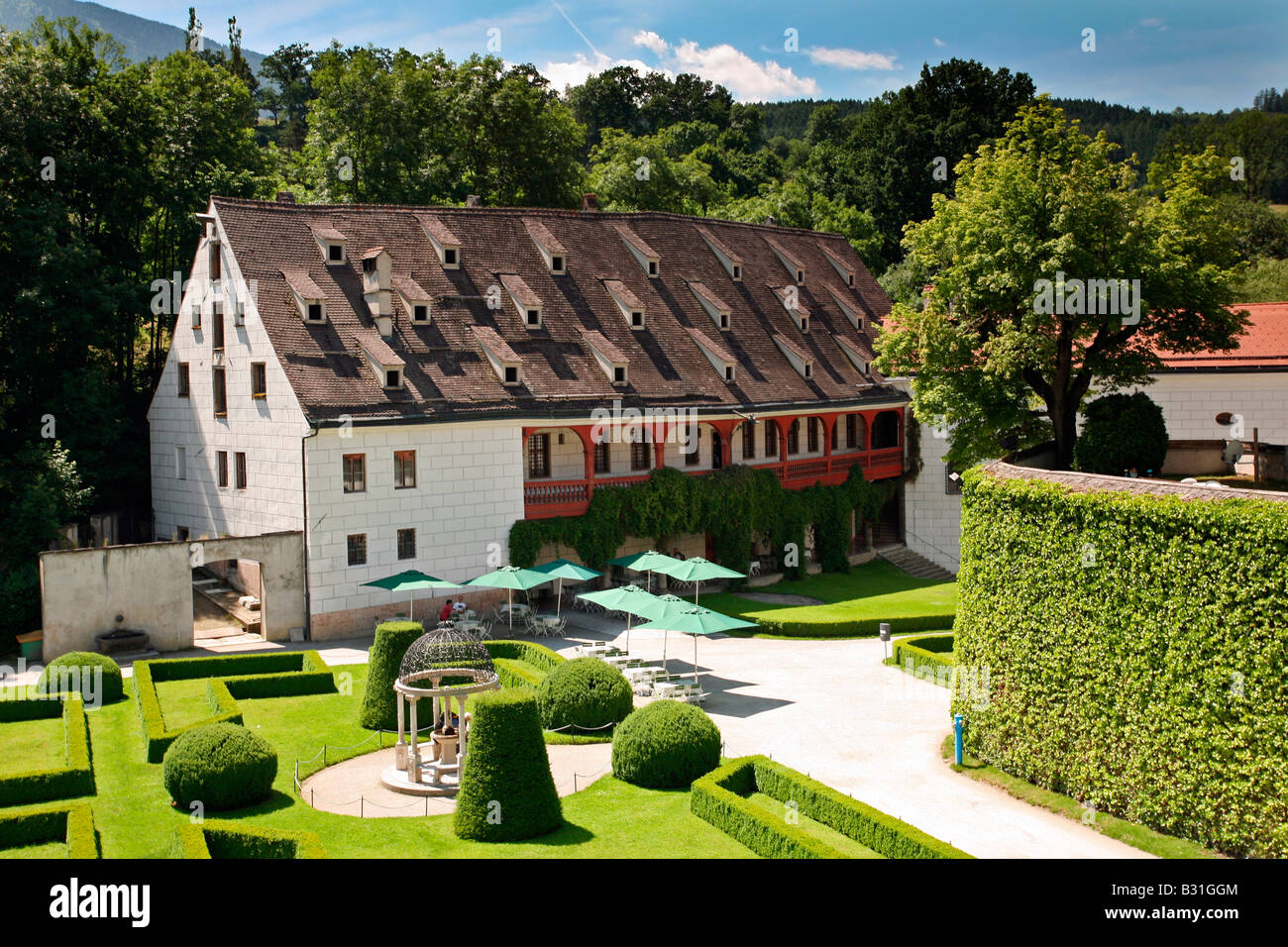 Innsbruck: Schloss Ambras: Giardini Foto Stock