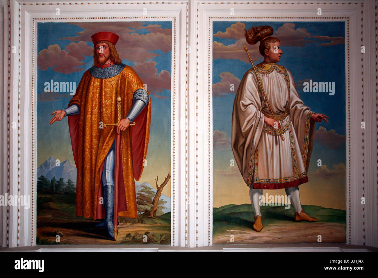 Innsbruck: Schloss Ambras: Spagnolo Hall: Dipinti Foto Stock