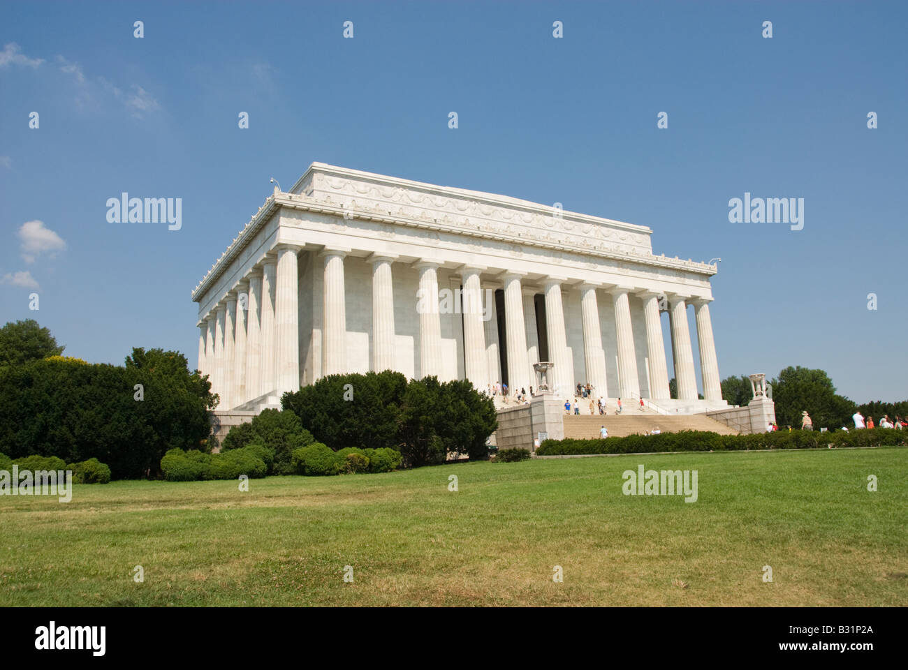 Il Lincoln Memorial, il monumento al Presidente Abraham Lincoln, sul National Mall di Washington DC. Foto Stock