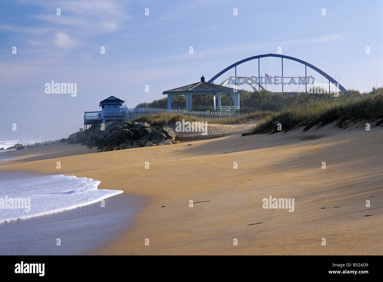 Foto di archivio di uragano danni: queste strutture a Marineland, Florida, non esistono più distrutti dagli uragani Floyd e Irene nel 1999. Foto Stock