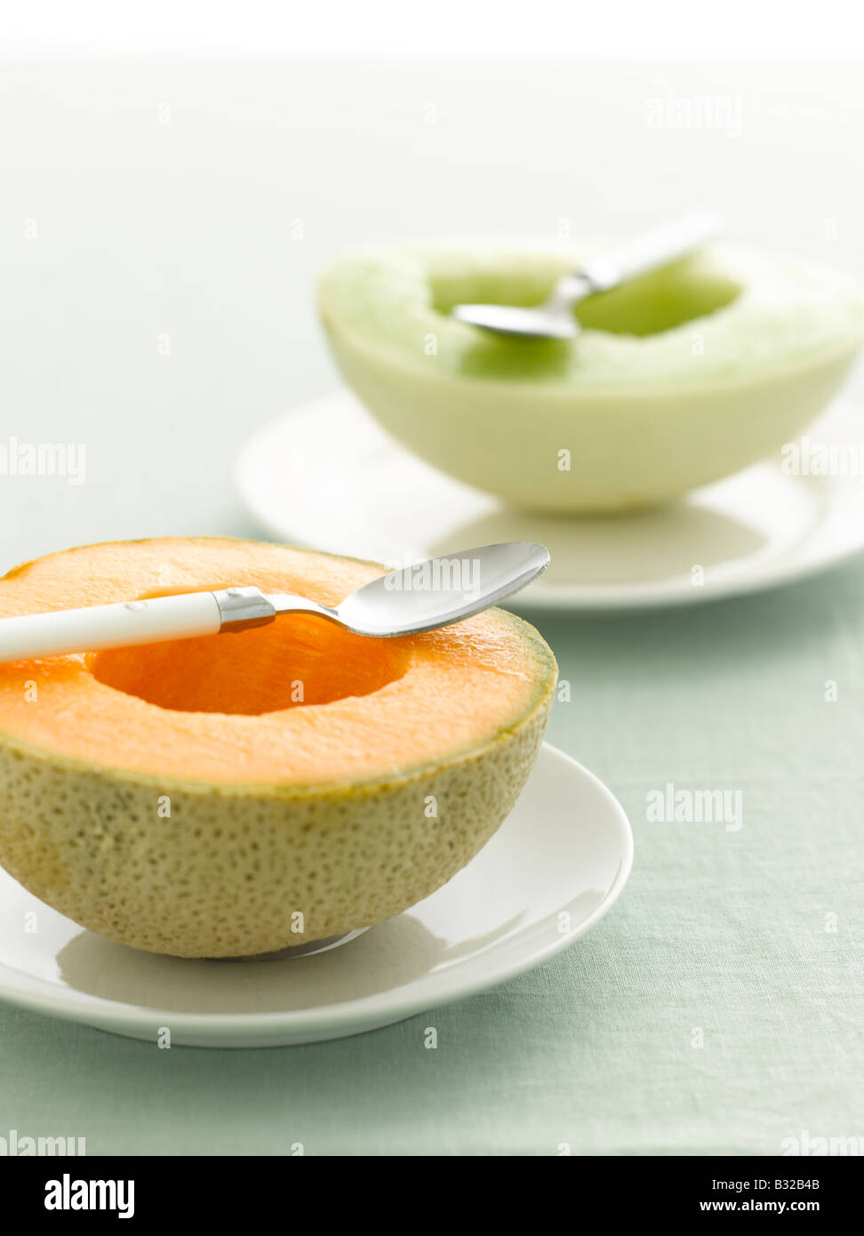 Cantalupo e melone Honeydew messa a fuoco selettiva Foto Stock