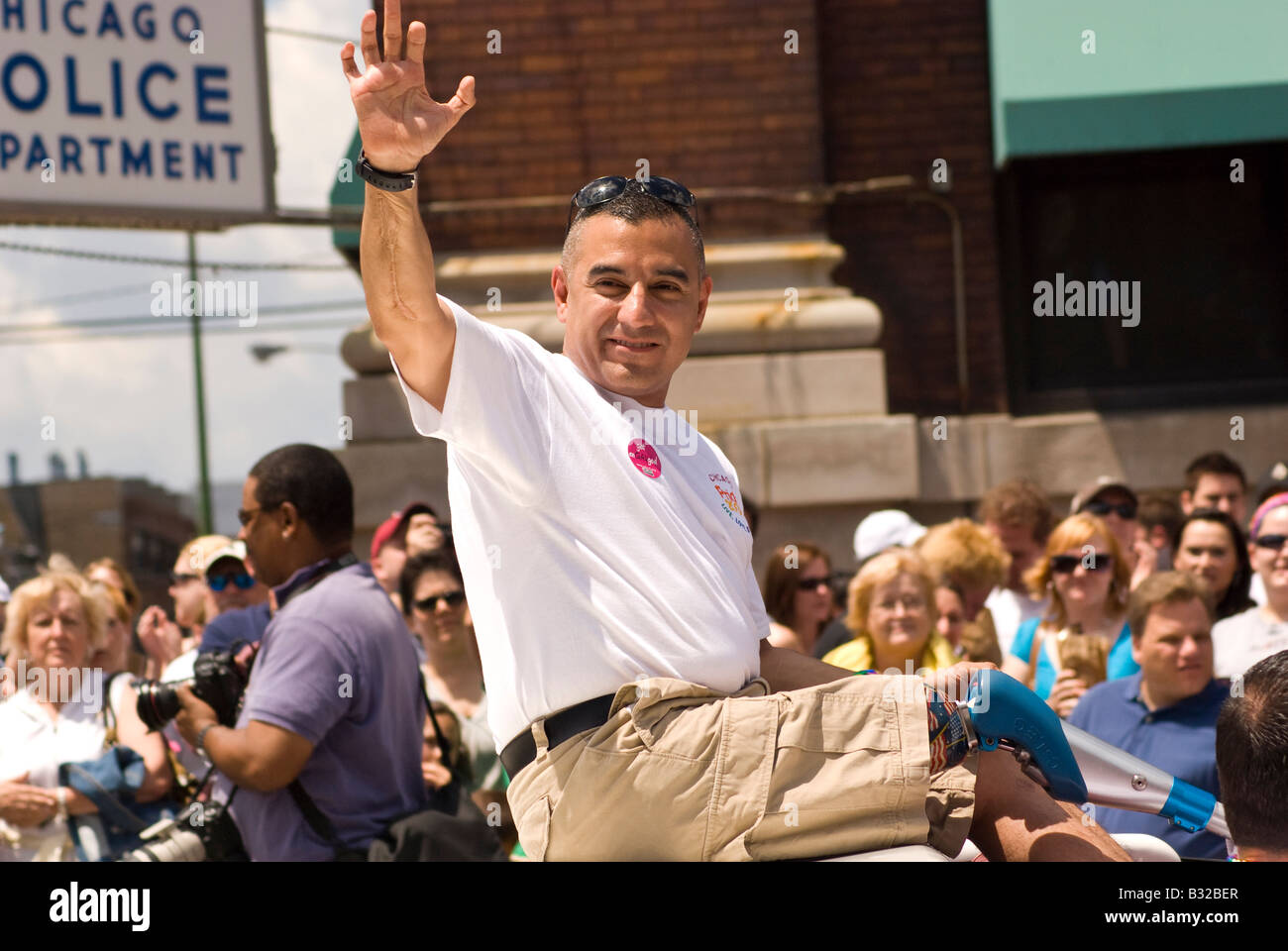 Chicago Gay Pride Parade Grand Marshal ex Marine Eric Alva Foto Stock