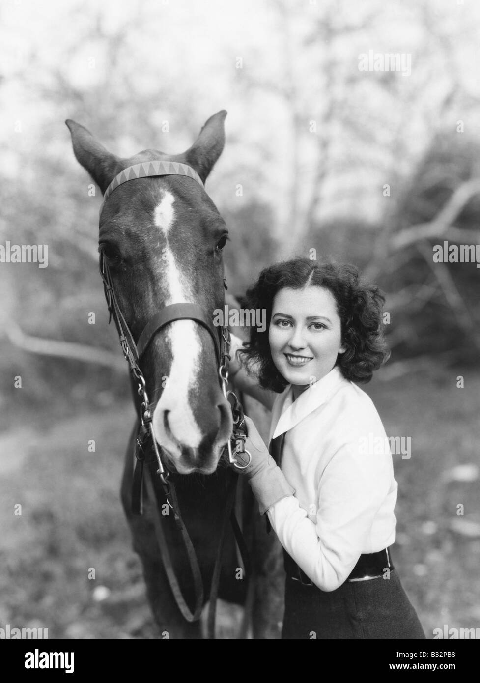 Ritratto di donna con cavallo Foto Stock