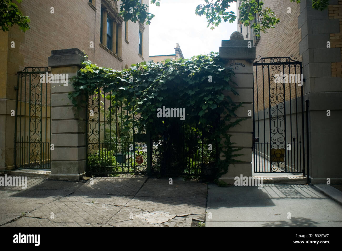 Strivers Row case a schiera in St Nicholas quartiere storico nel quartiere di Harlem di New York Foto Stock