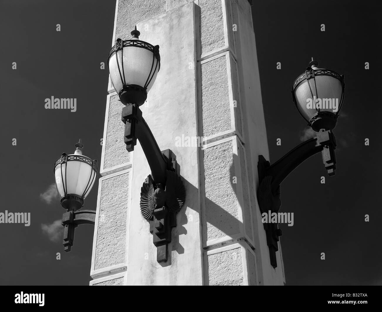 In vecchio stile lampioni in bianco e nero Foto Stock