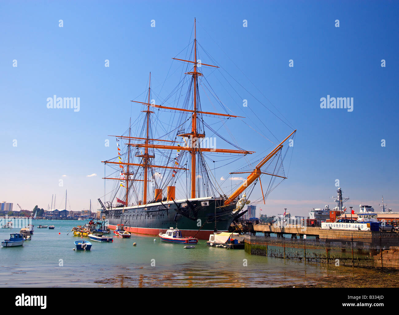 HMS Warrior, Portsmouth Historic Dockyard, Portsmouth, Hampshire, Inghilterra, Regno Unito Foto Stock
