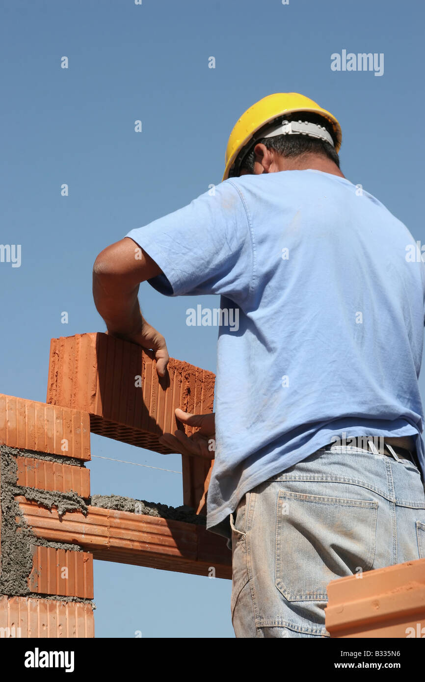 Costruzione di lavoratore;lavoratore edile Foto Stock