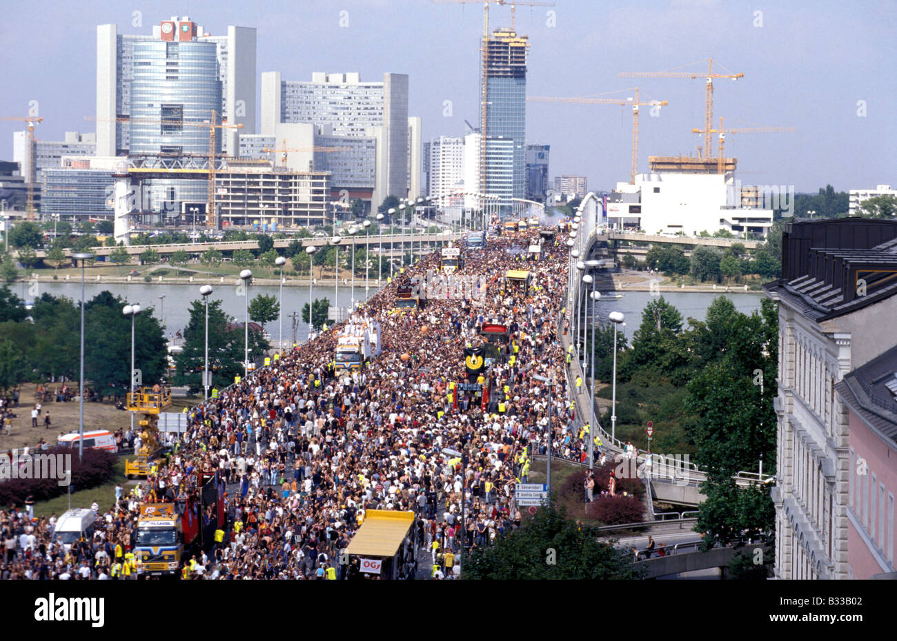 Vista da sopra al Loveparade in Vienna Foto Stock