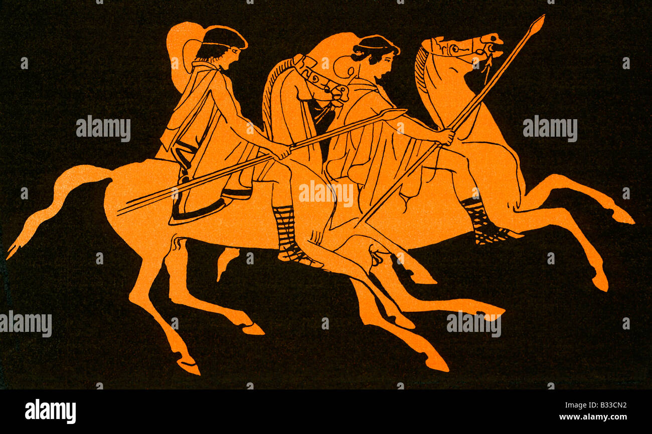 Greco piloti di cavallo Foto Stock
