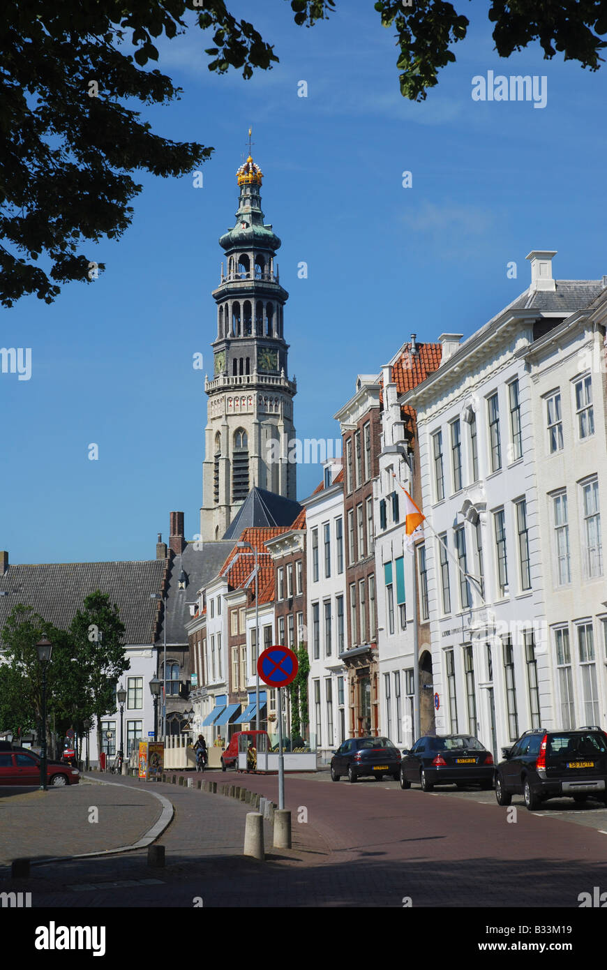 Lange Jan tower nel centro di Middelburg Zeeland Paesi Bassi Foto Stock